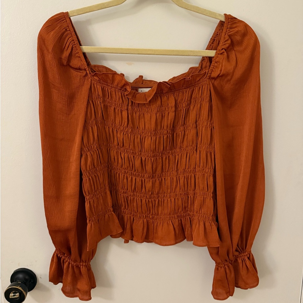 Target Rust Smocked Women's Top